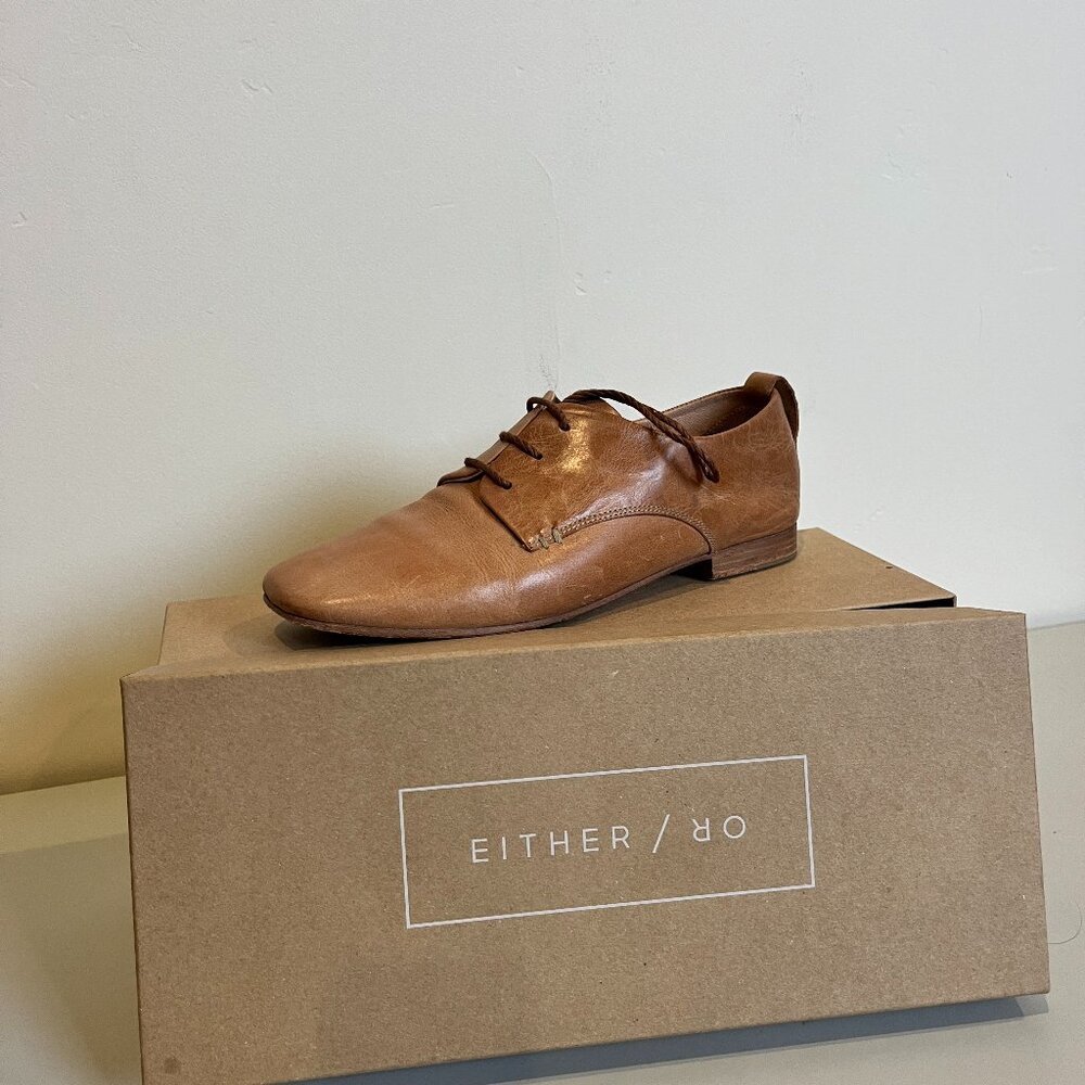 Either/Or Women's Italian Leather Oxfords Tan